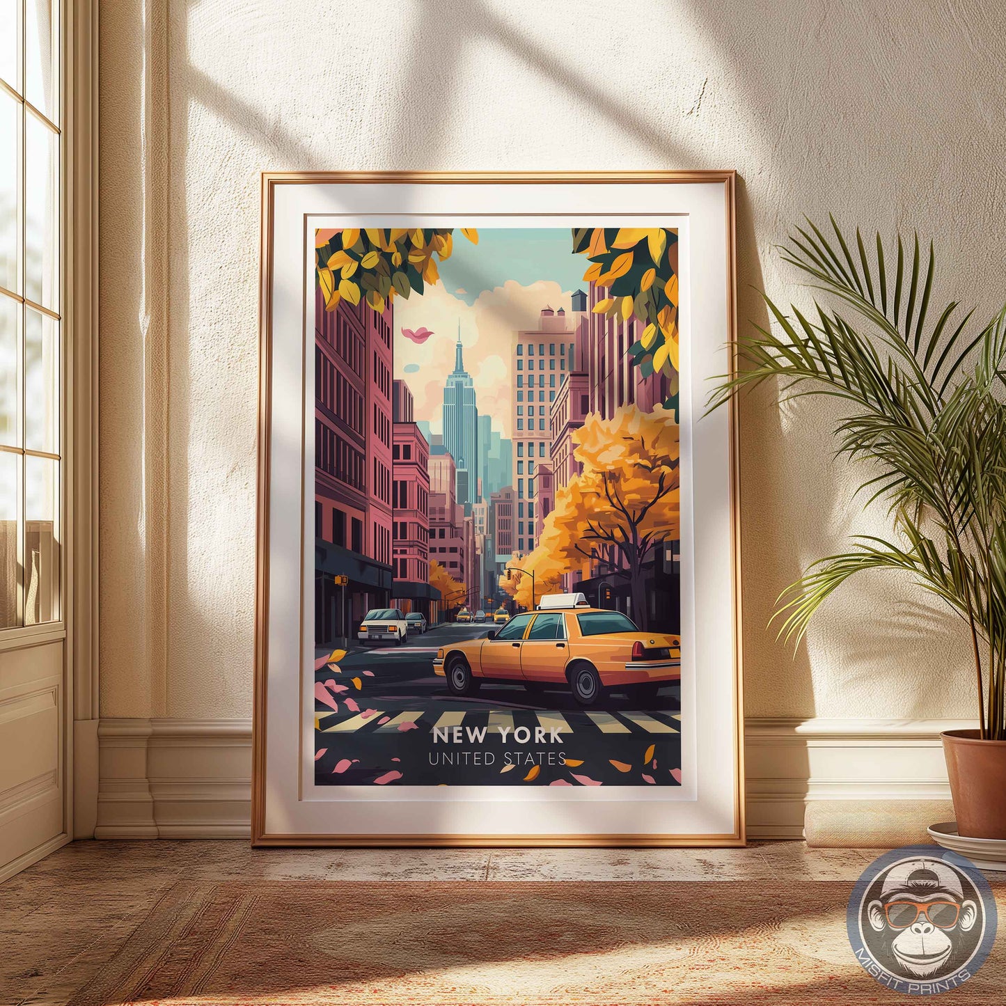 New York Poster – USA City Wall Art, Empire State Building Print, Urban Travel Decor