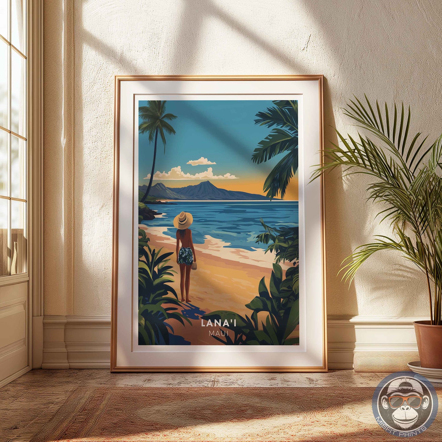 Hawaii Beach Poster – Tropical Wall Art, Maui Sunset Print, Island Travel Decor