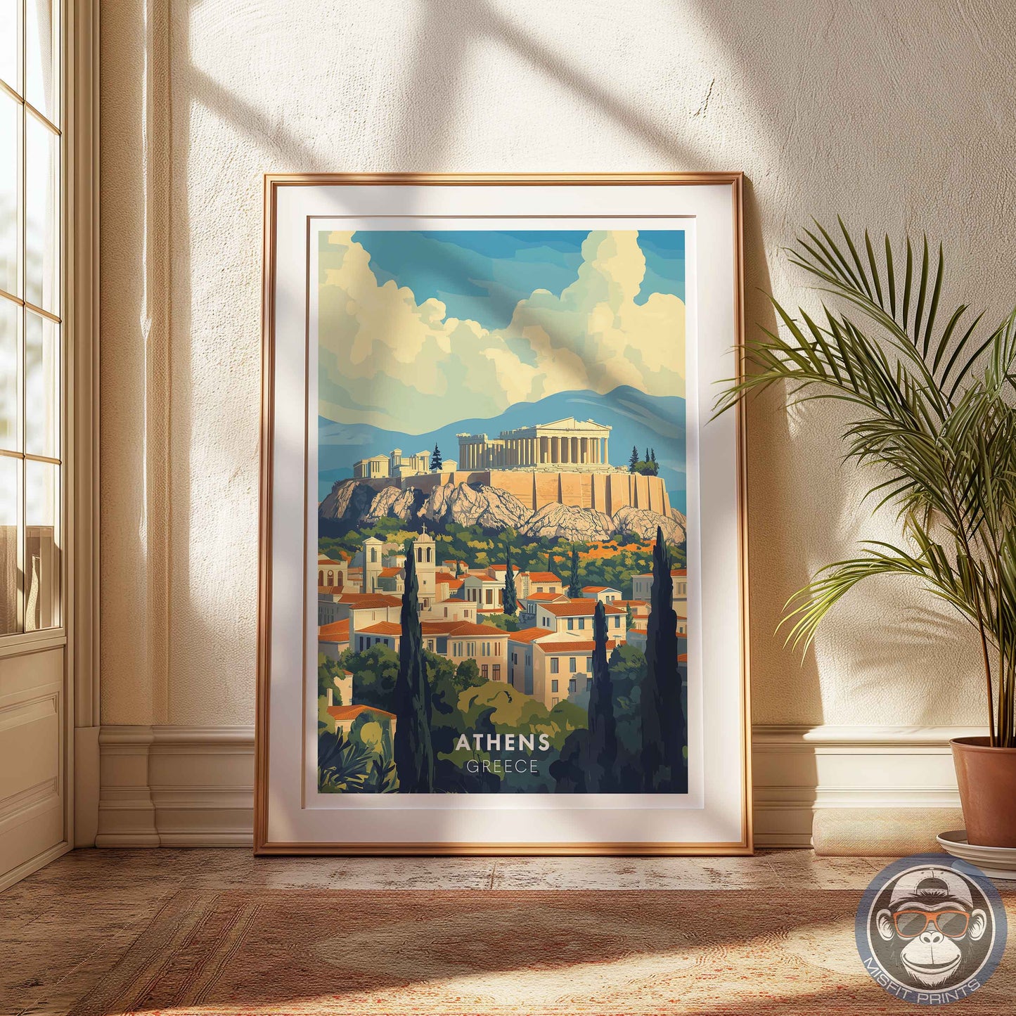 Athens Poster – Greece Travel Wall Art, Acropolis Print, Mediterranean Architecture Decor