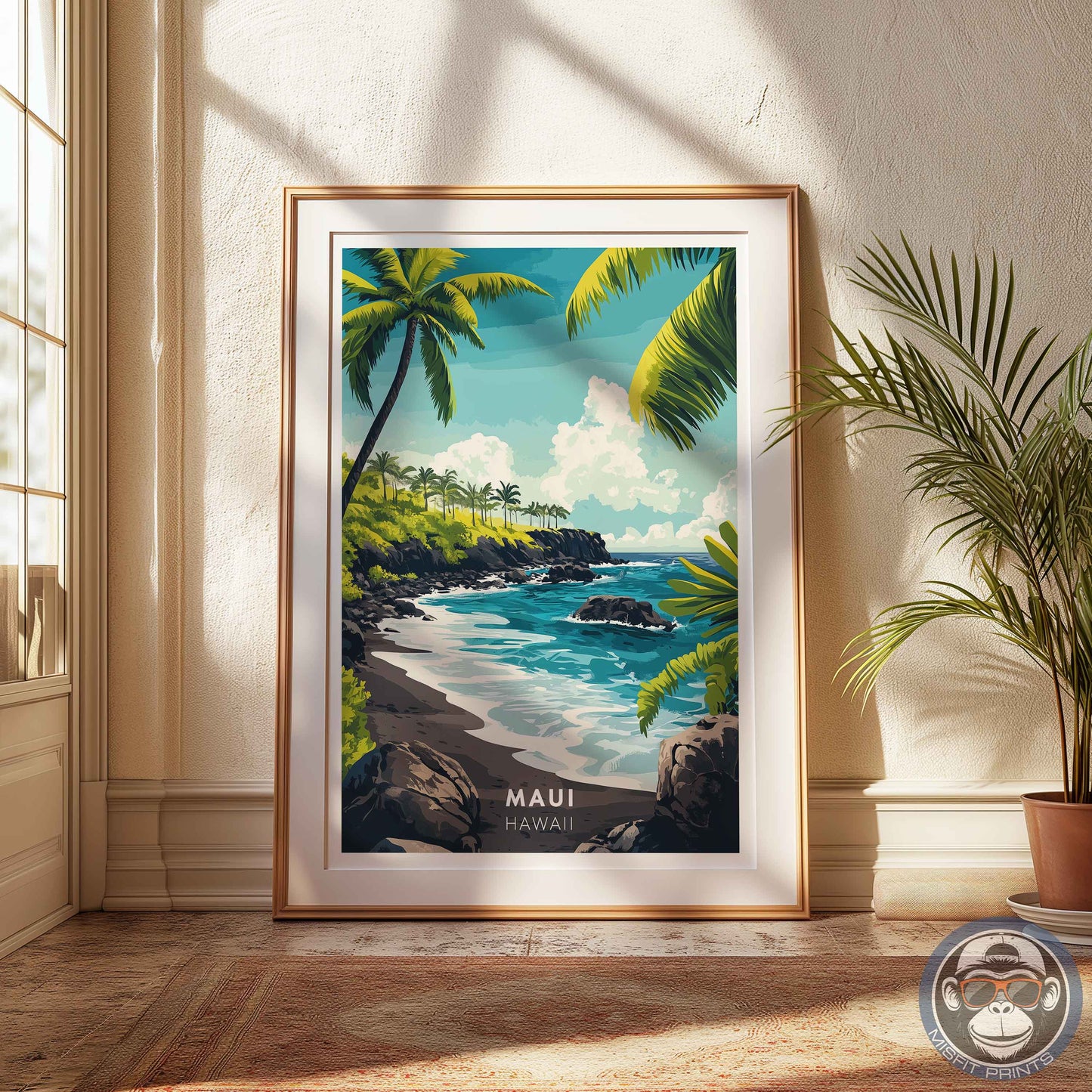 Maui Hawaii Poster – Tropical Beach Wall Art, Coastal Travel Print, Pacific Island Decor