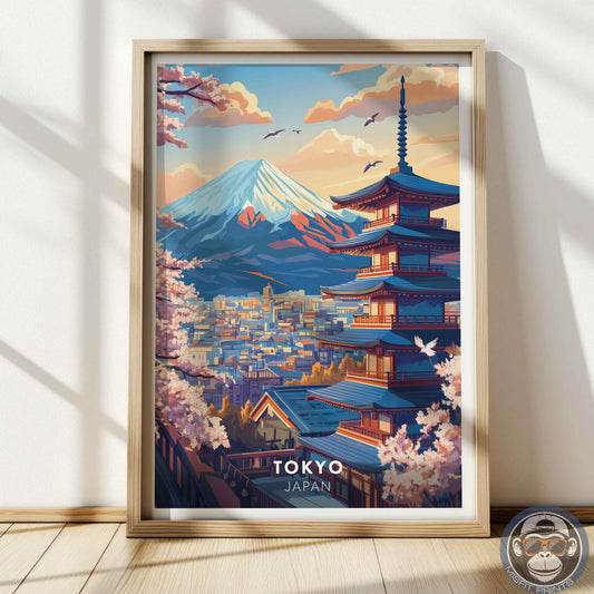 Tokyo Poster – Japan Travel Wall Art, Mount Fuji Print, Cherry Blossom Landscape Decor