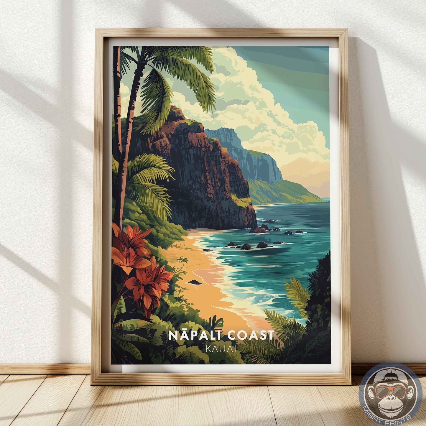 Nā Pali Coast Poster – Kauai Hawaii Wall Art, Tropical Beach Print, Island Travel Decor