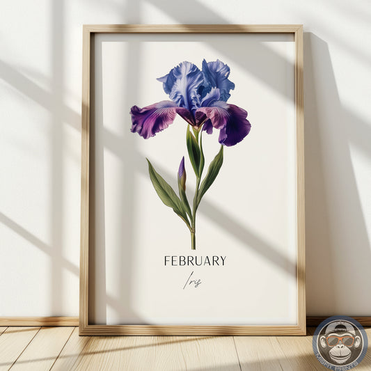Iris Print: February Birth Flower Botanical Art