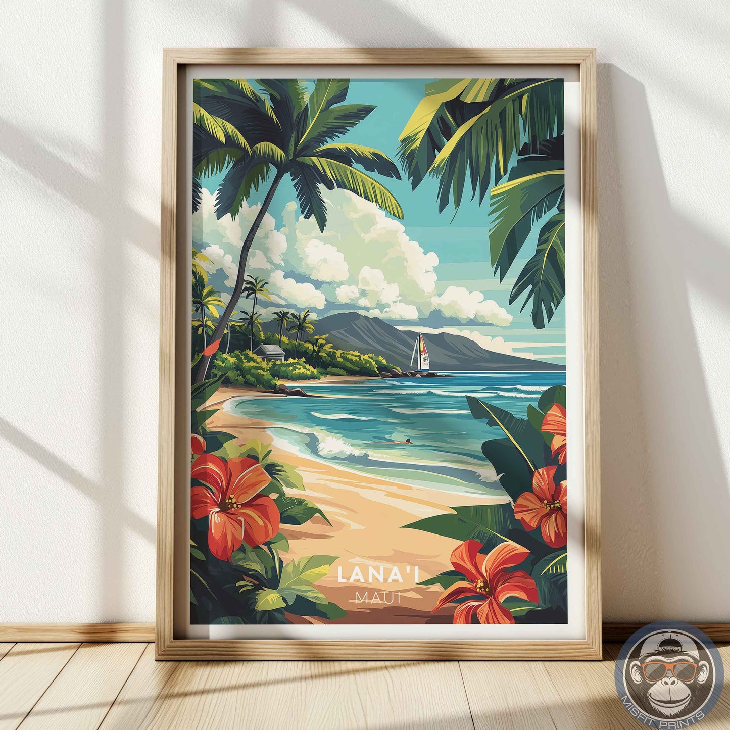 Lana’i Maui Poster – Hawaii Beach Wall Art, Tropical Coastal Print, Island Travel Decor