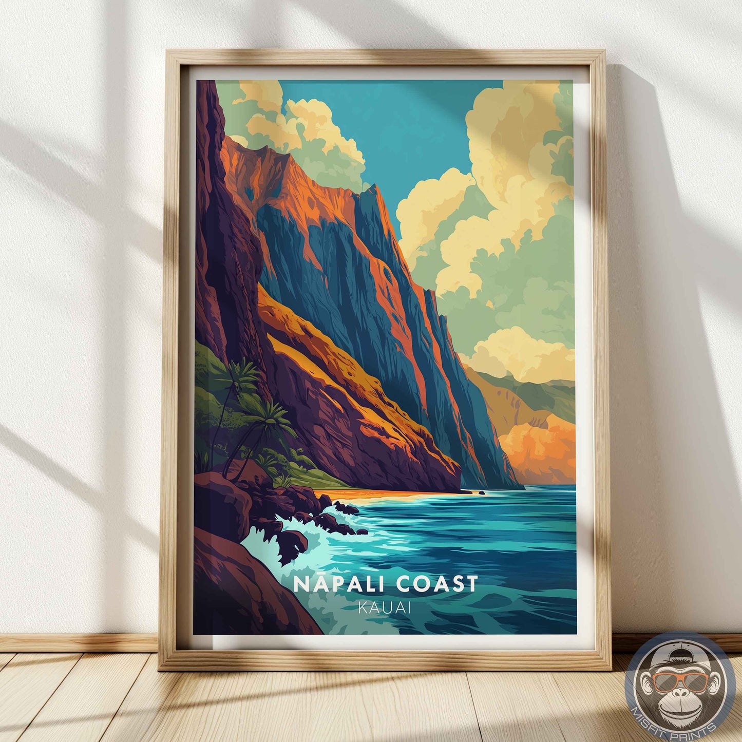 Nā Pali Coast Poster – Kauai Hawaii Wall Art, Tropical Ocean Print, Coastal Travel Decor