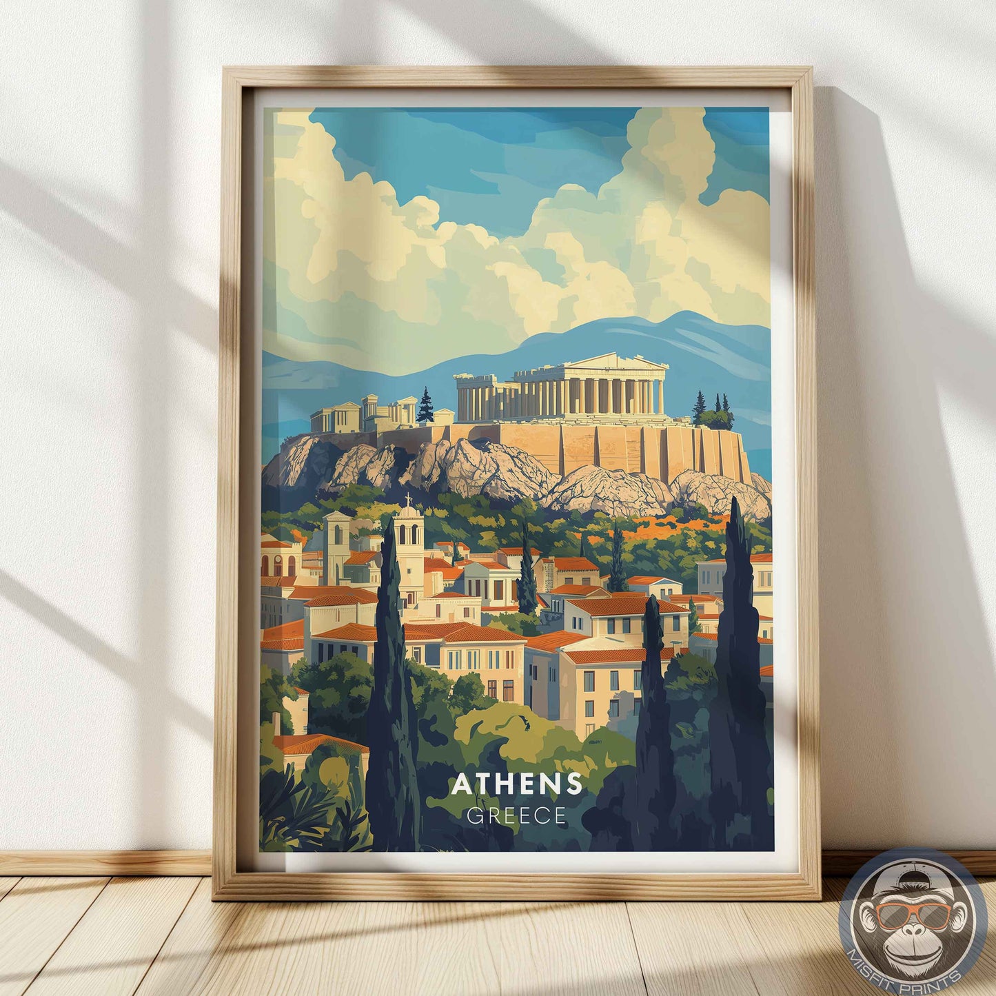 Athens Poster – Greece Travel Wall Art, Acropolis Print, Mediterranean Architecture Decor