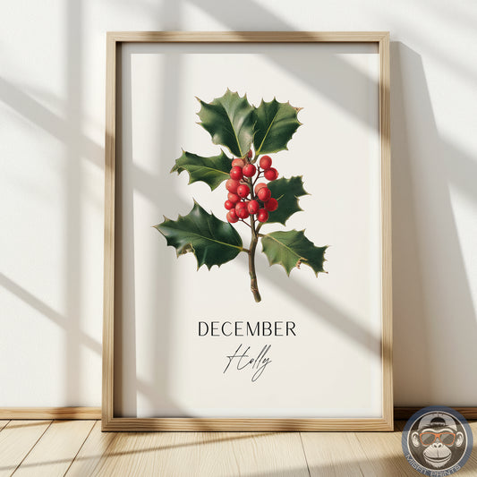 December Birth Flower Print – Holly