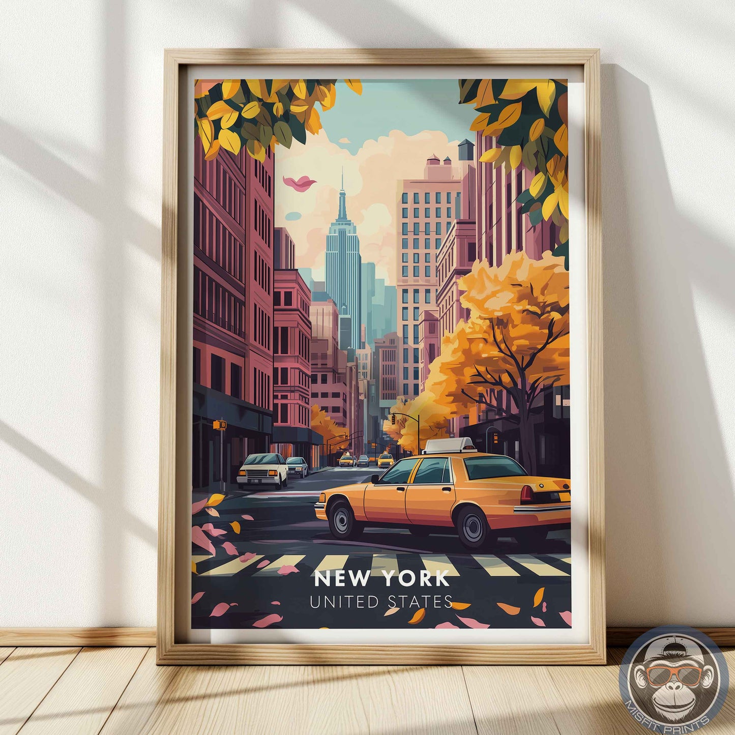 New York Poster – USA City Wall Art, Empire State Building Print, Urban Travel Decor