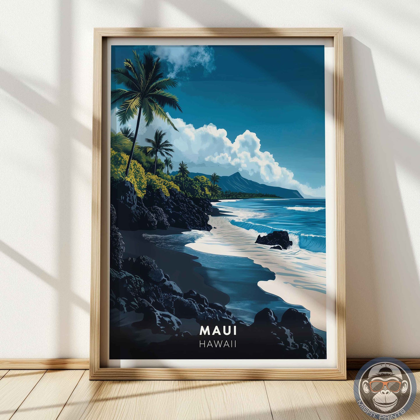 Maui Hawaii Poster – Tropical Beach Wall Art, Coastal Travel Print, Island Decor
