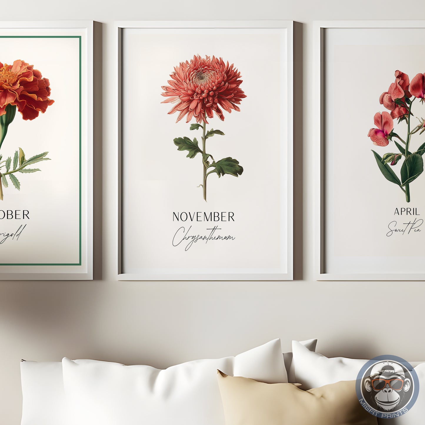 Chrysanthemum Print: November Birth Flower Botanical Art