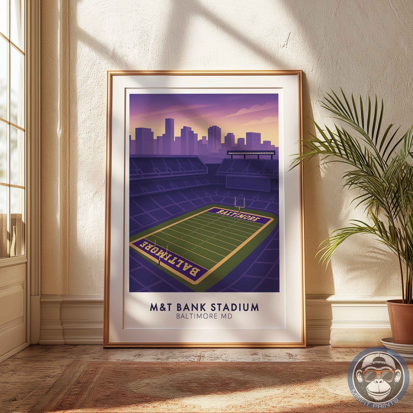 M&T Bank Stadium Baltimore Poster | Football Wall Art Print & City Skyline Decor