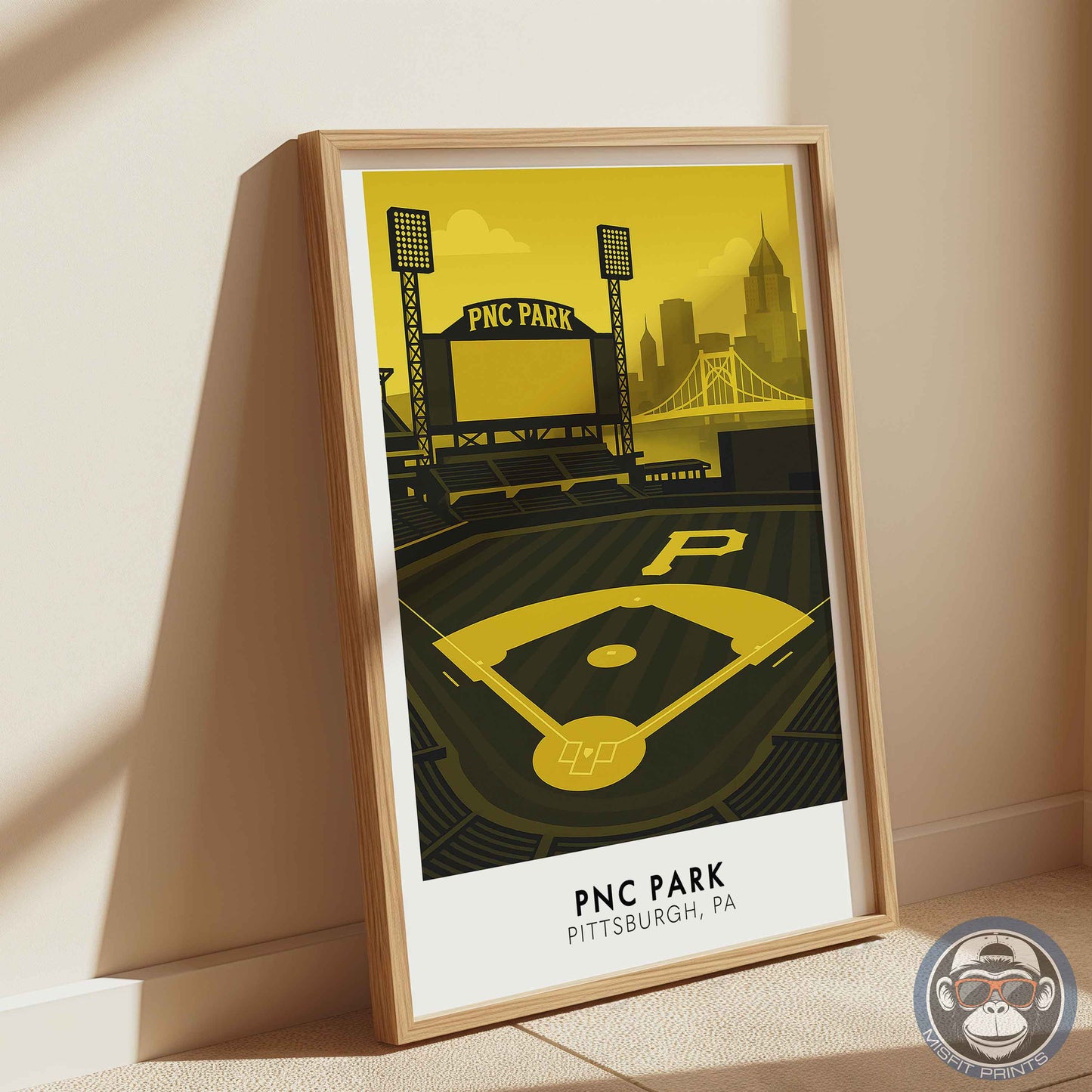 PNC Park Poster – Modern Pittsburgh Baseball Stadium Wall Art Print for Home or Office Decor
