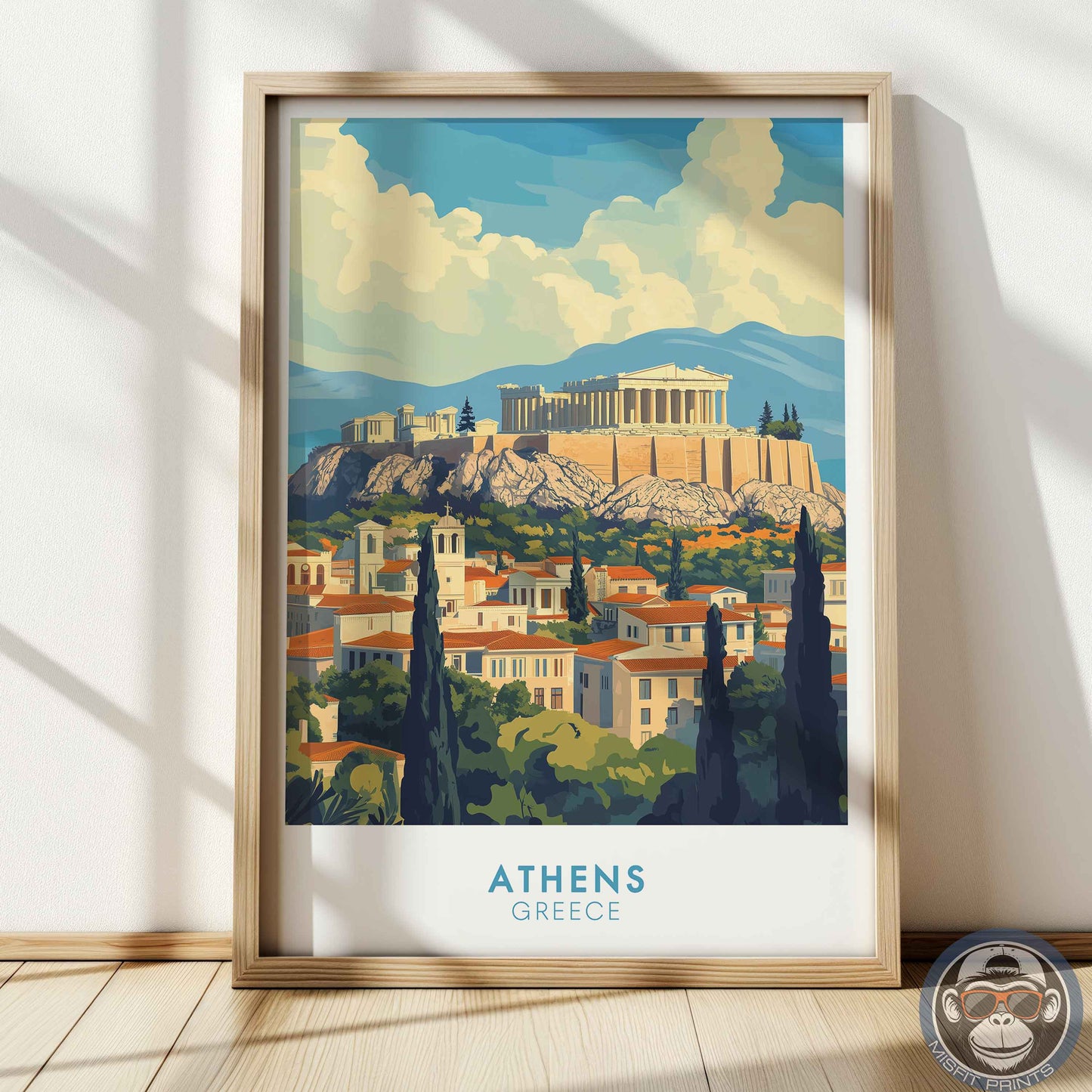 Athens Poster – Greece Travel Wall Art, Acropolis Print, Mediterranean Architecture Decor