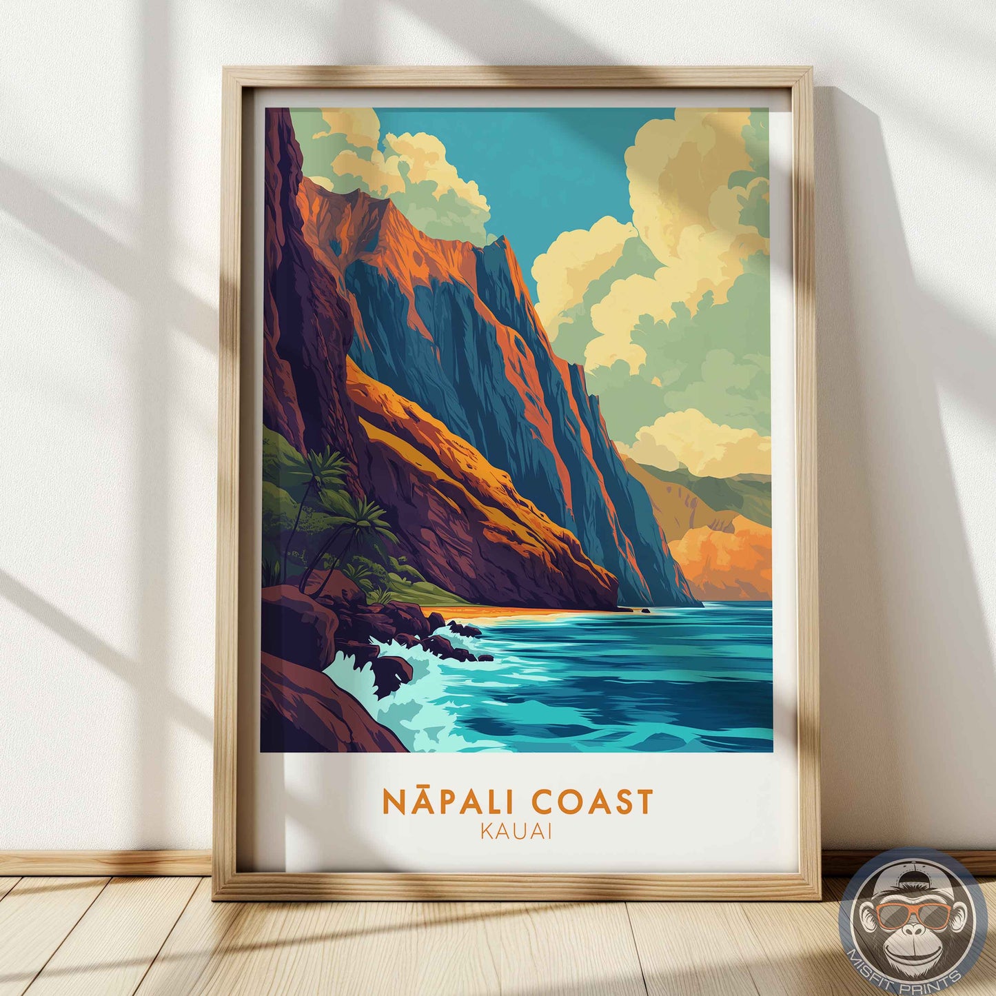 Nā Pali Coast Poster – Kauai Hawaii Wall Art, Tropical Ocean Print, Coastal Travel Decor
