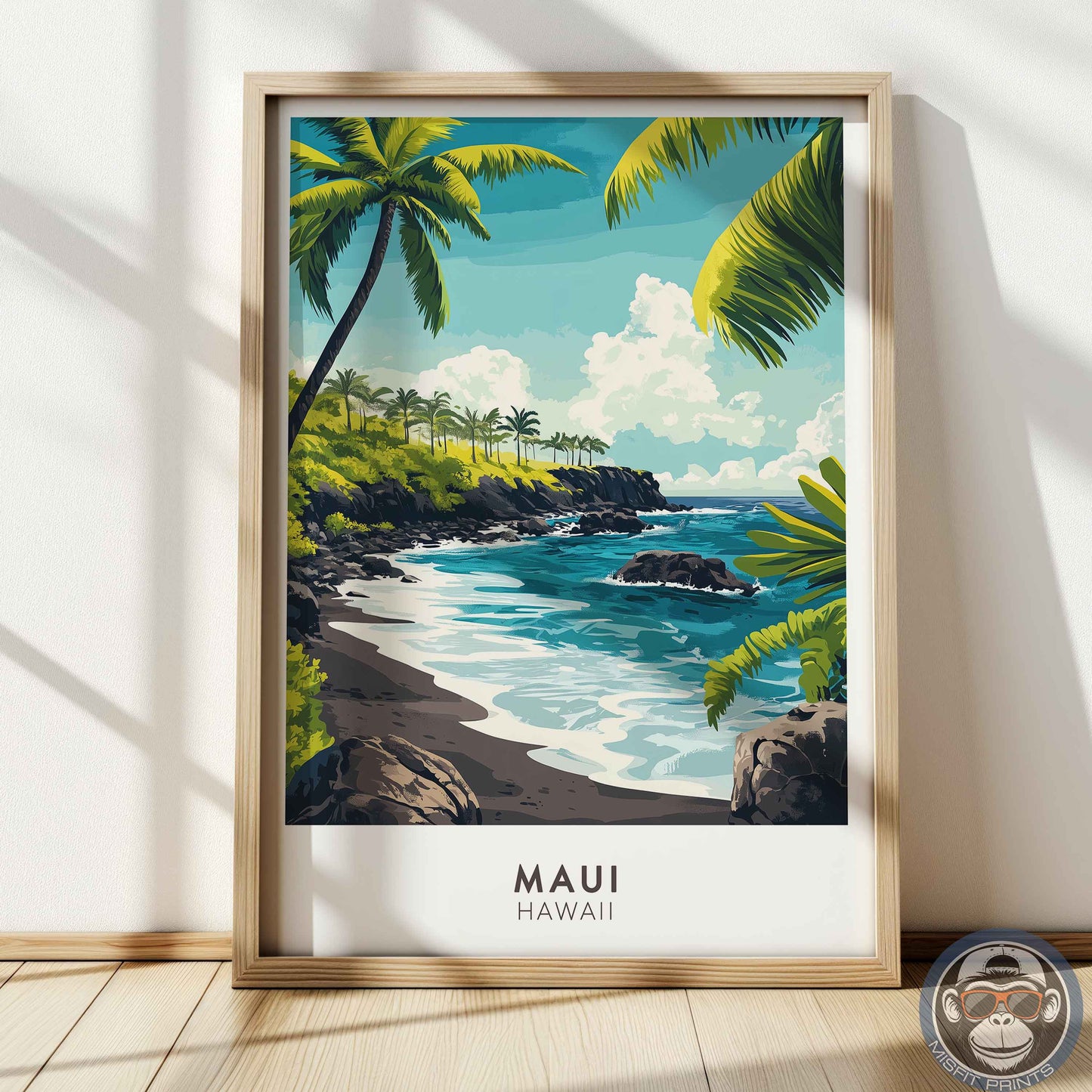 Maui Hawaii Poster – Tropical Beach Wall Art, Coastal Travel Print, Pacific Island Decor