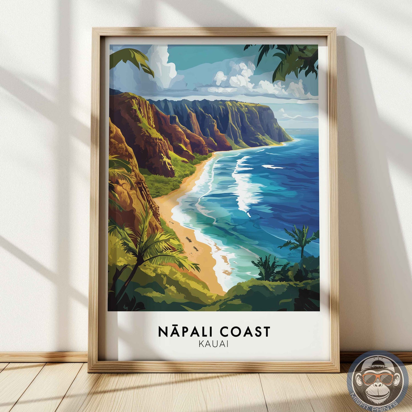 Nā Pali Coast Poster – Kauai Hawaii Wall Art, Tropical Beach Print, Coastal Travel Decor