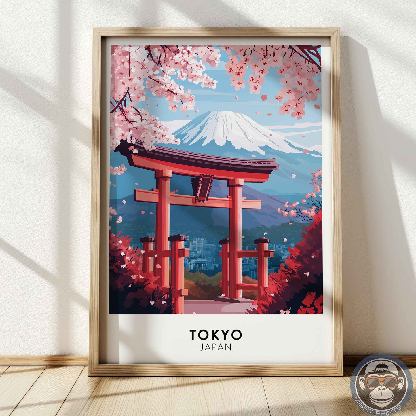 Tokyo Poster – Japan Travel Wall Art, Mount Fuji Print, Torii Gate and Cherry Blossom Decor
