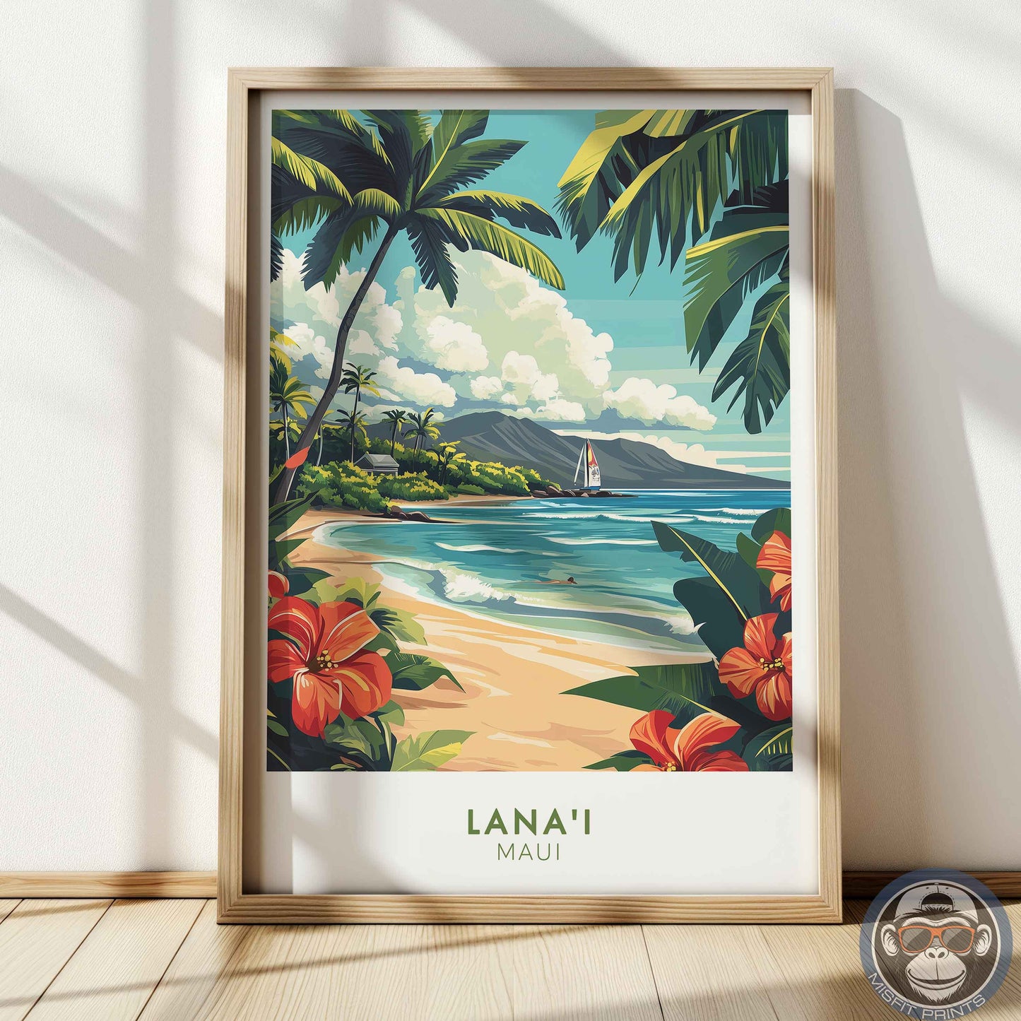 Lana’i Maui Poster – Hawaii Beach Wall Art, Tropical Coastal Print, Island Travel Decor