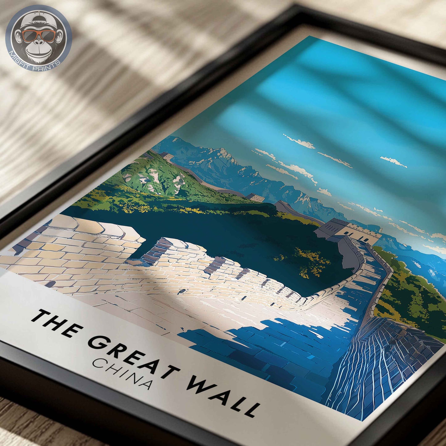 The Great Wall Poster – China Travel Wall Art, Historic Landmark Print, Mountain Landscape Decor