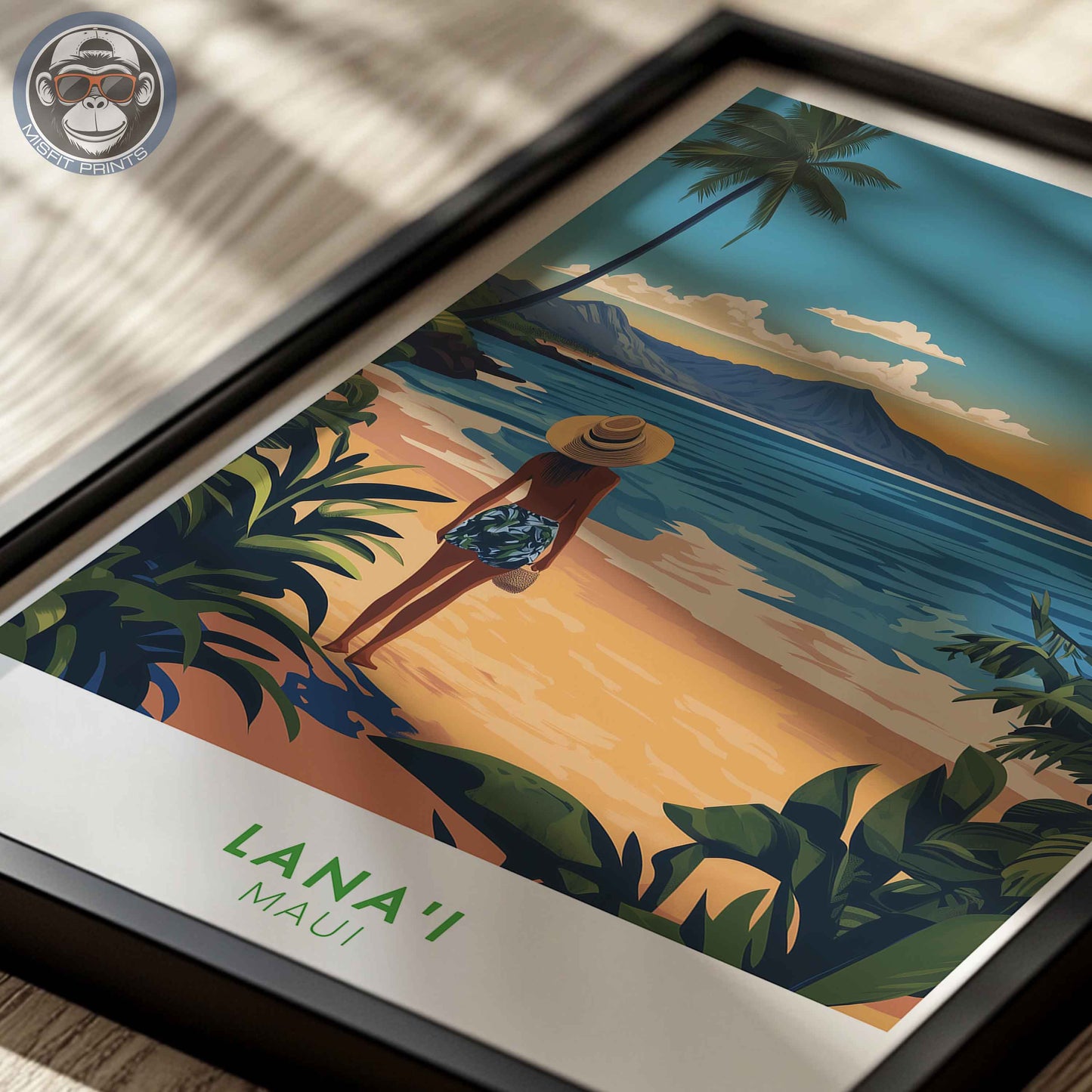 Hawaii Beach Poster – Tropical Wall Art, Maui Sunset Print, Island Travel Decor