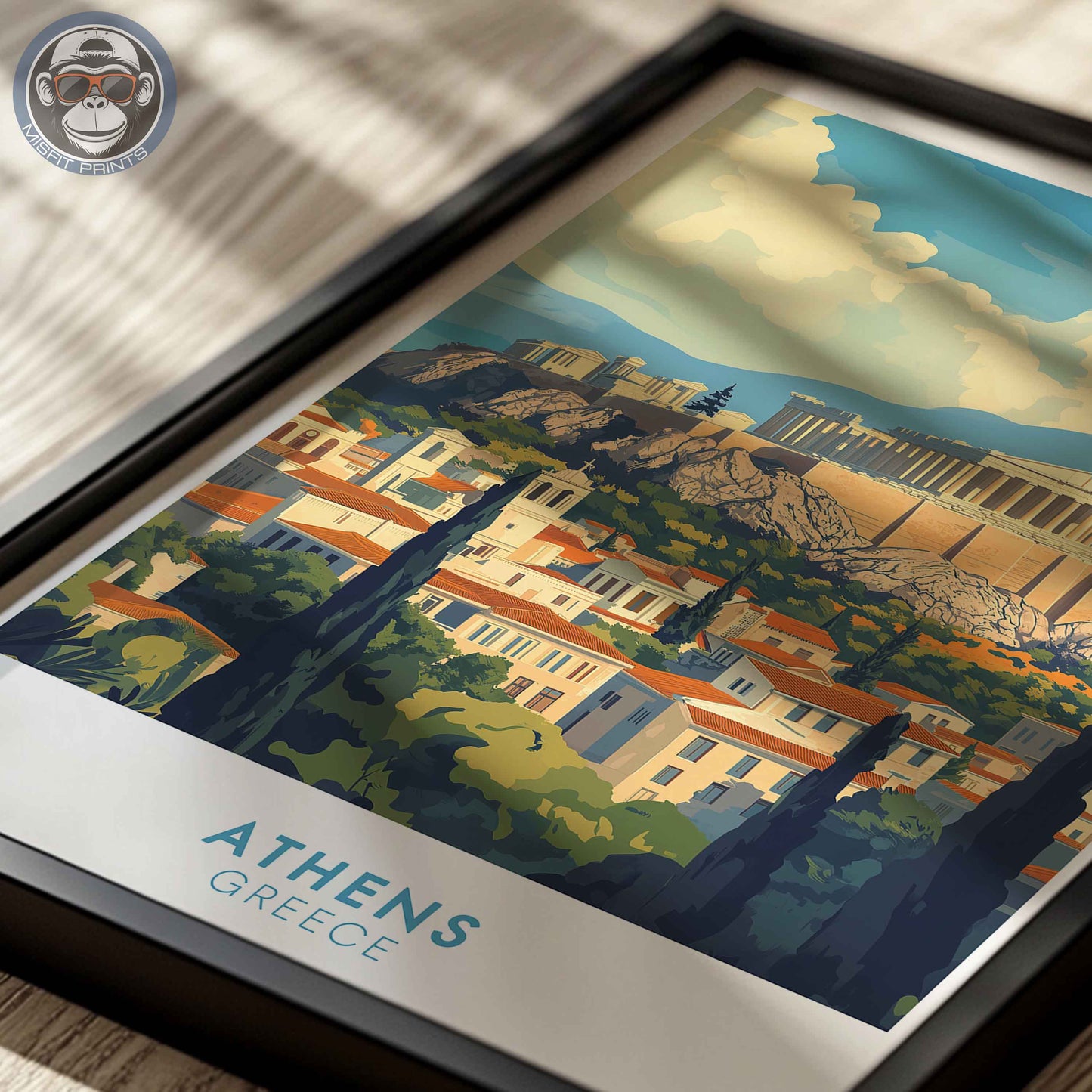 Athens Poster – Greece Travel Wall Art, Acropolis Print, Mediterranean Architecture Decor