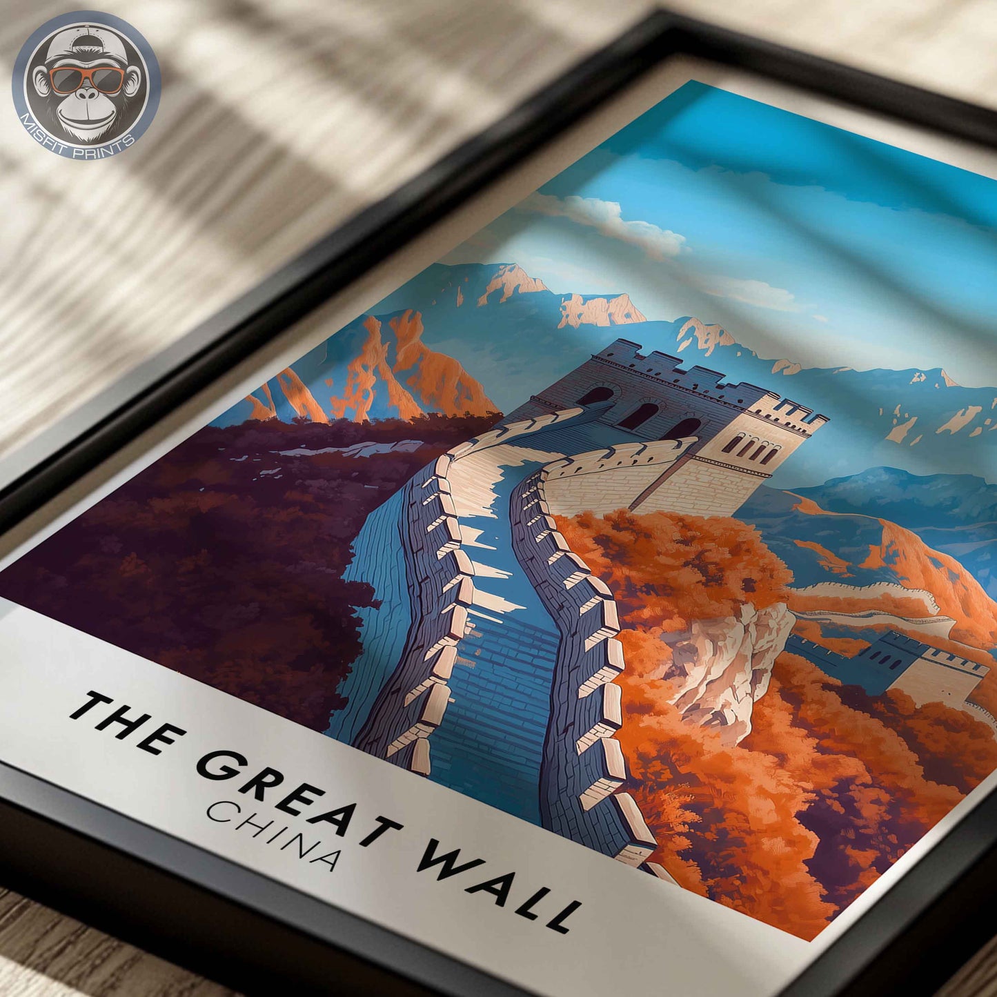 The Great Wall Poster – China Travel Wall Art, Historic Landmark Print, Mountain Decor