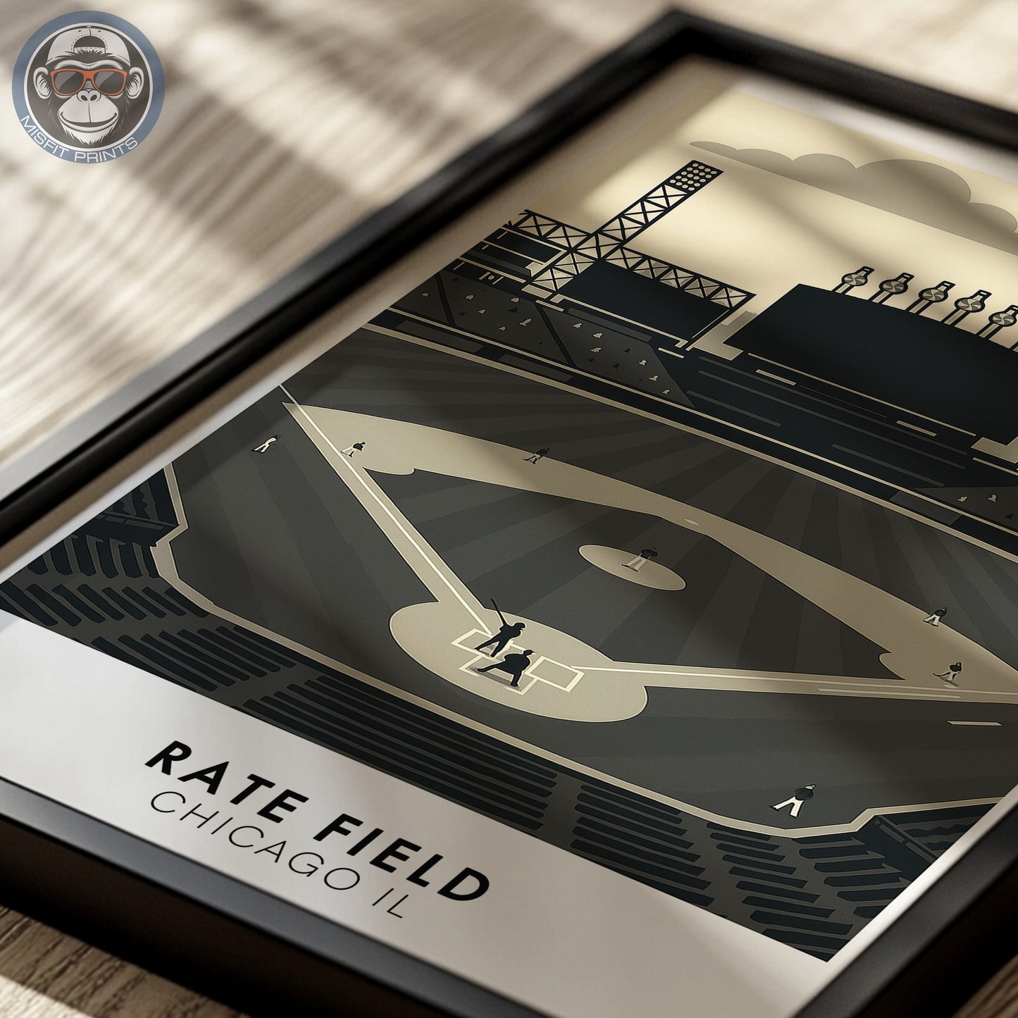 Minimalist Chicago Baseball Stadium Poster – South Side Ballpark Art Print