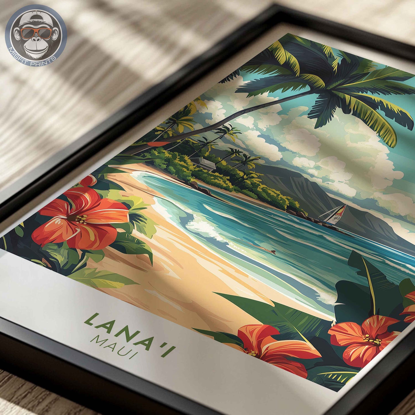 Lana’i Maui Poster – Hawaii Beach Wall Art, Tropical Coastal Print, Island Travel Decor
