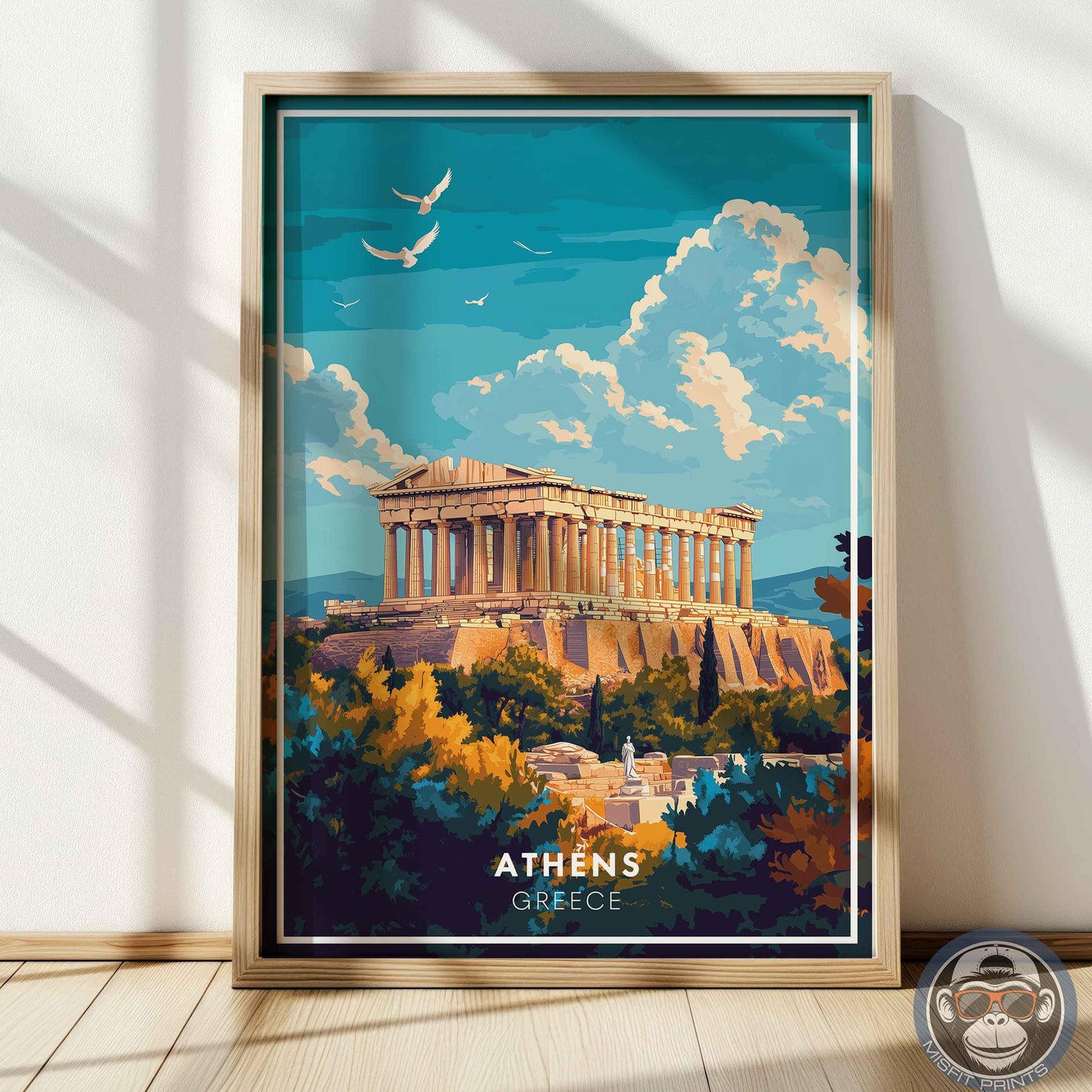 Athens Poster – Greece Travel Print, Parthenon Wall Art