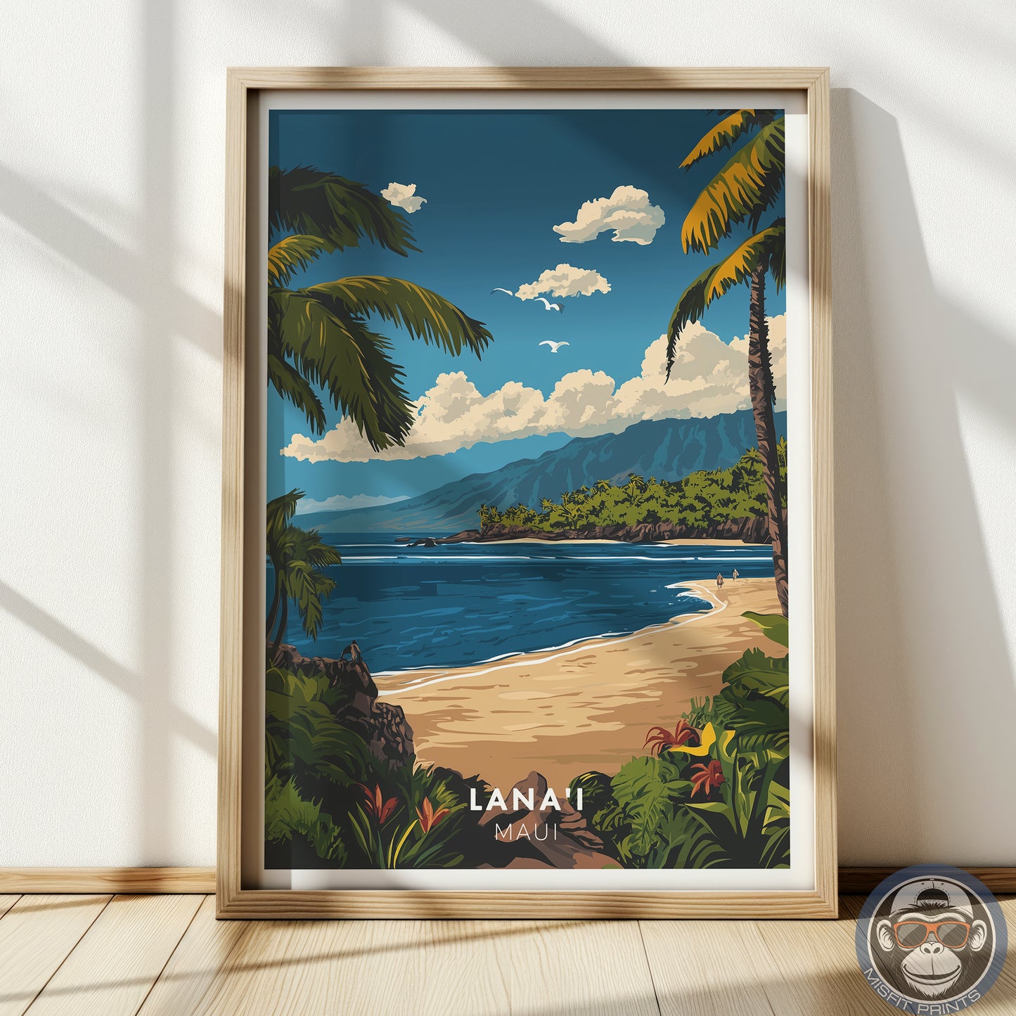 Lanai Maui Hawaii Travel Poster | Tropical Beach Coastal Wall Art