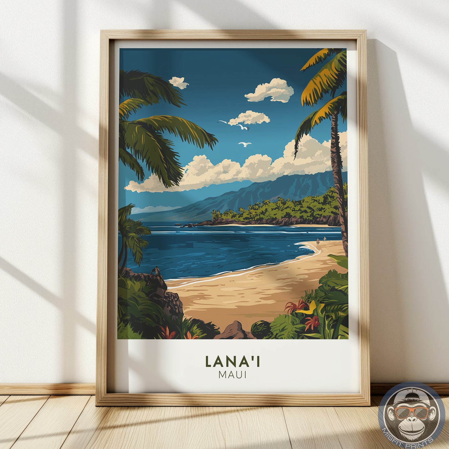 Lanai Maui Hawaii Travel Poster | Tropical Beach Coastal Wall Art