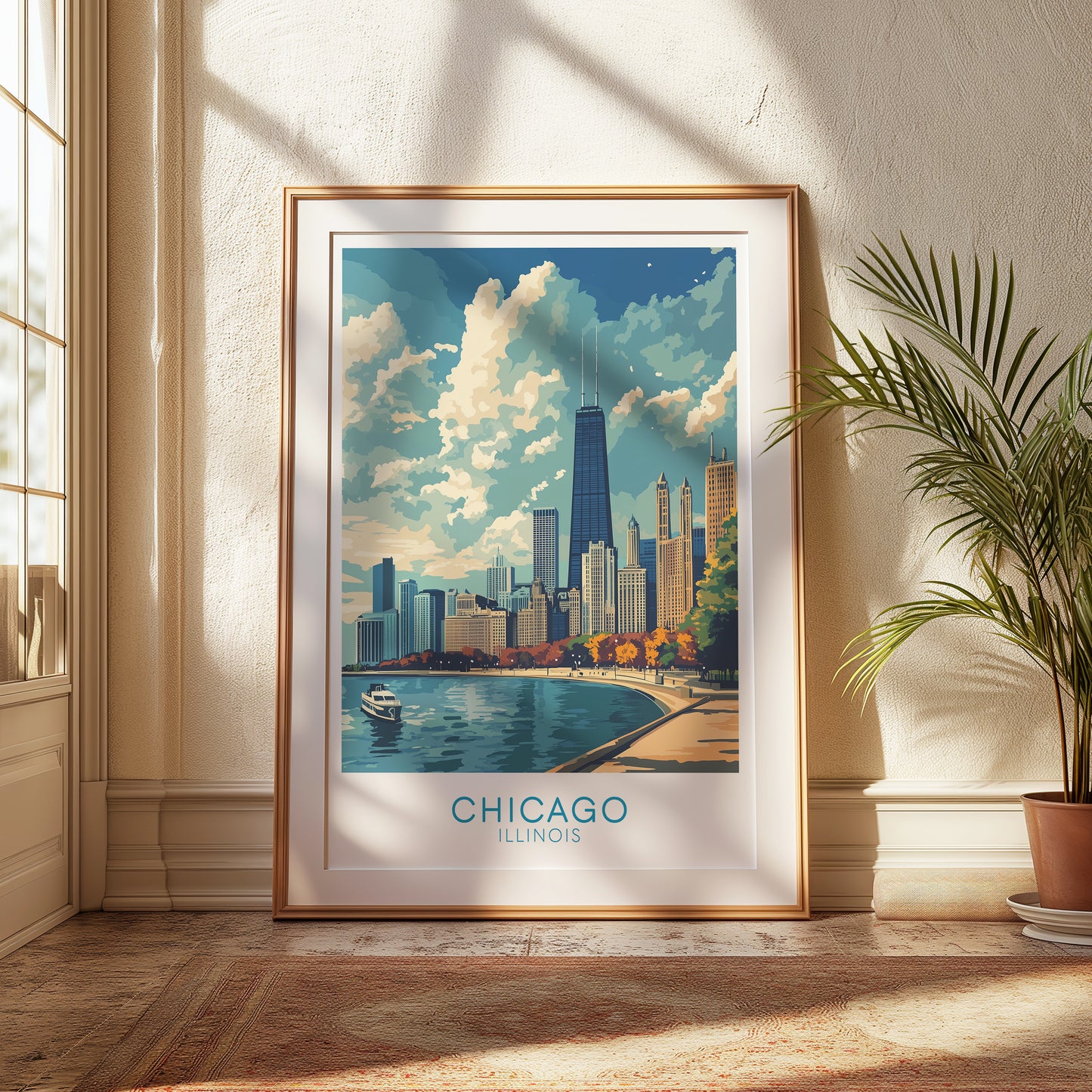 Chicago Cityscape Poster: Vintage Travel Print, Urban Architecture