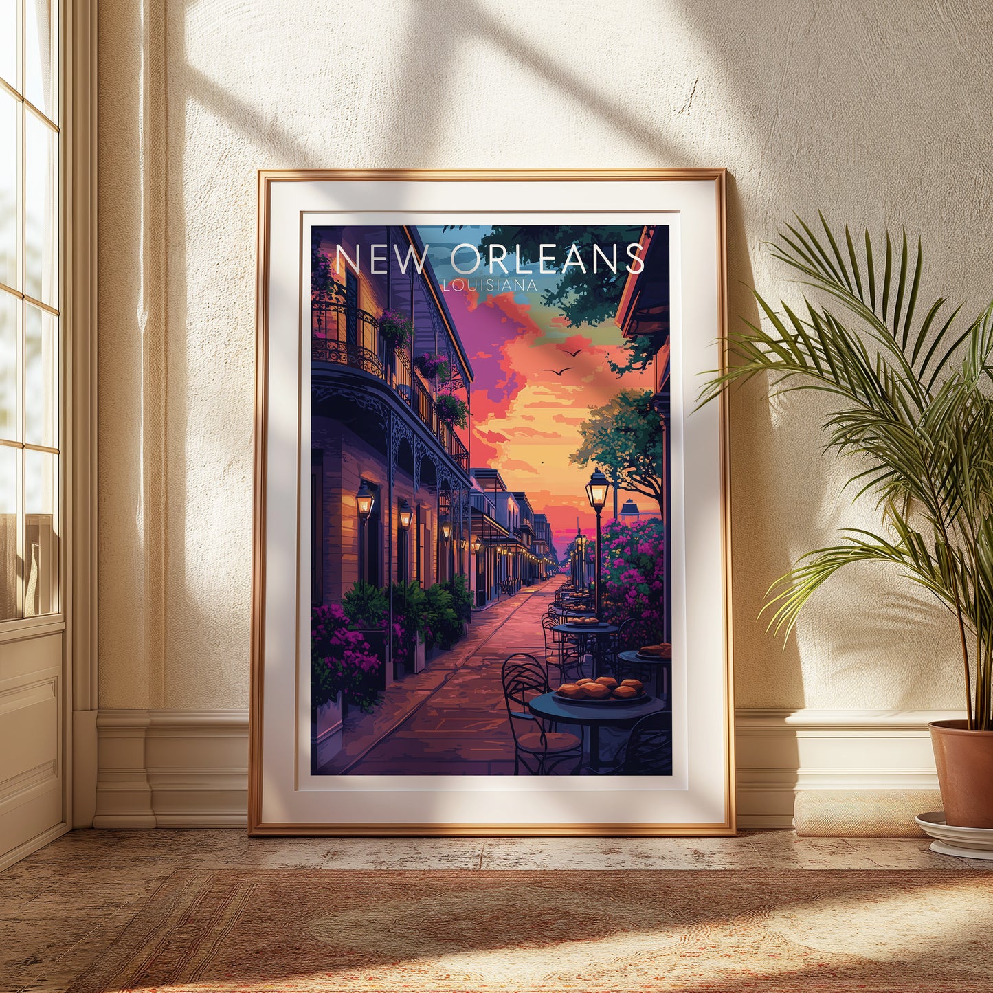 New Orleans Travel Poster – Bourbon Street Wall Art Print