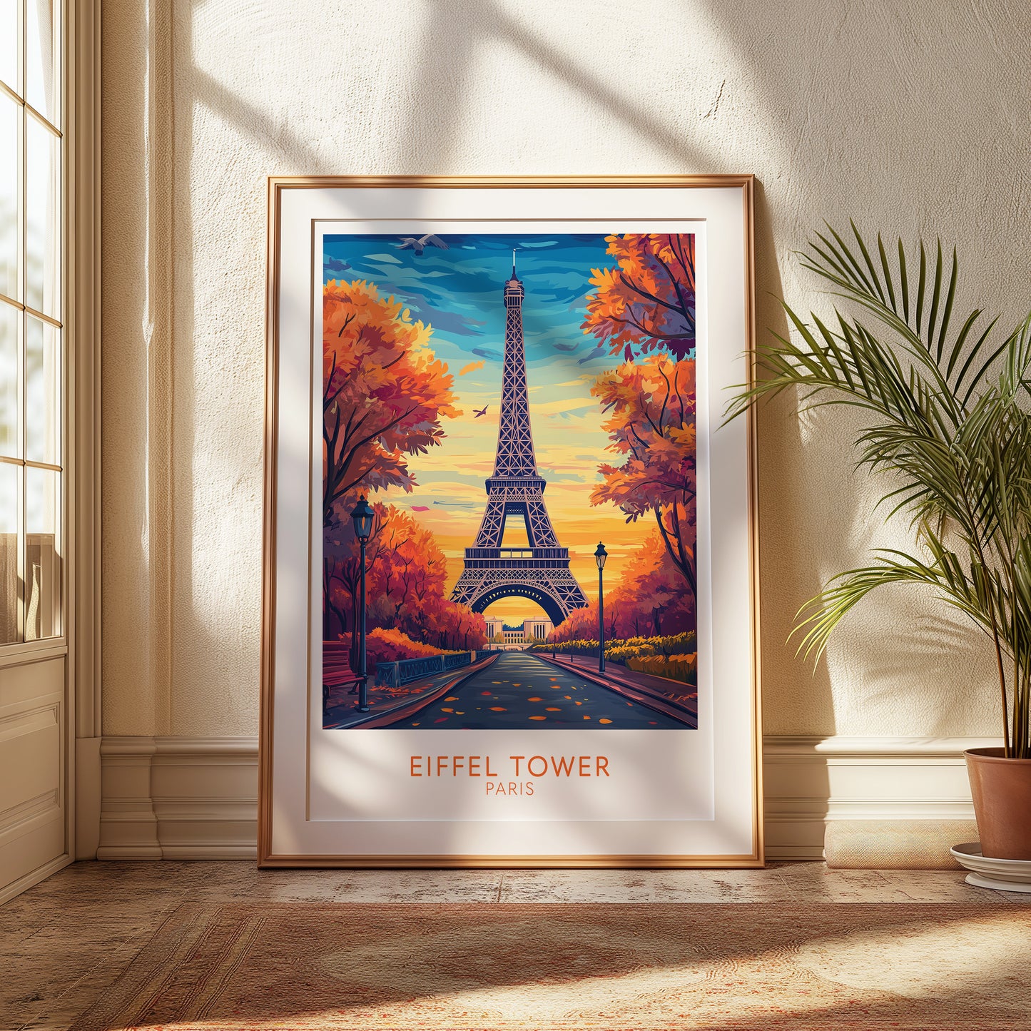 Eiffel Tower Paris Poster – Autumn Travel Wall Art Print