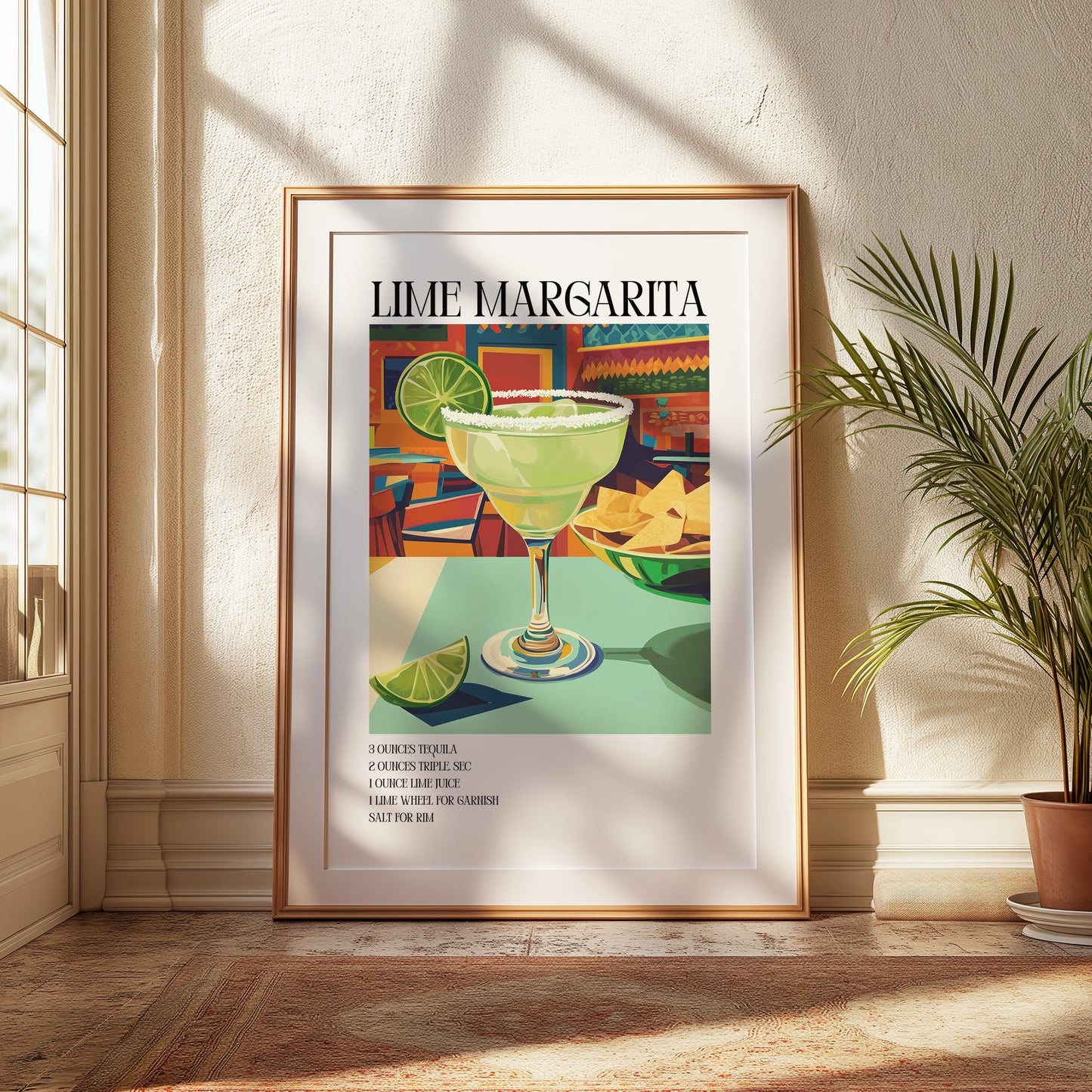 Margarita Cocktail Poster — Trendy Bar Cart Wall Art Print for Cocktail Lovers