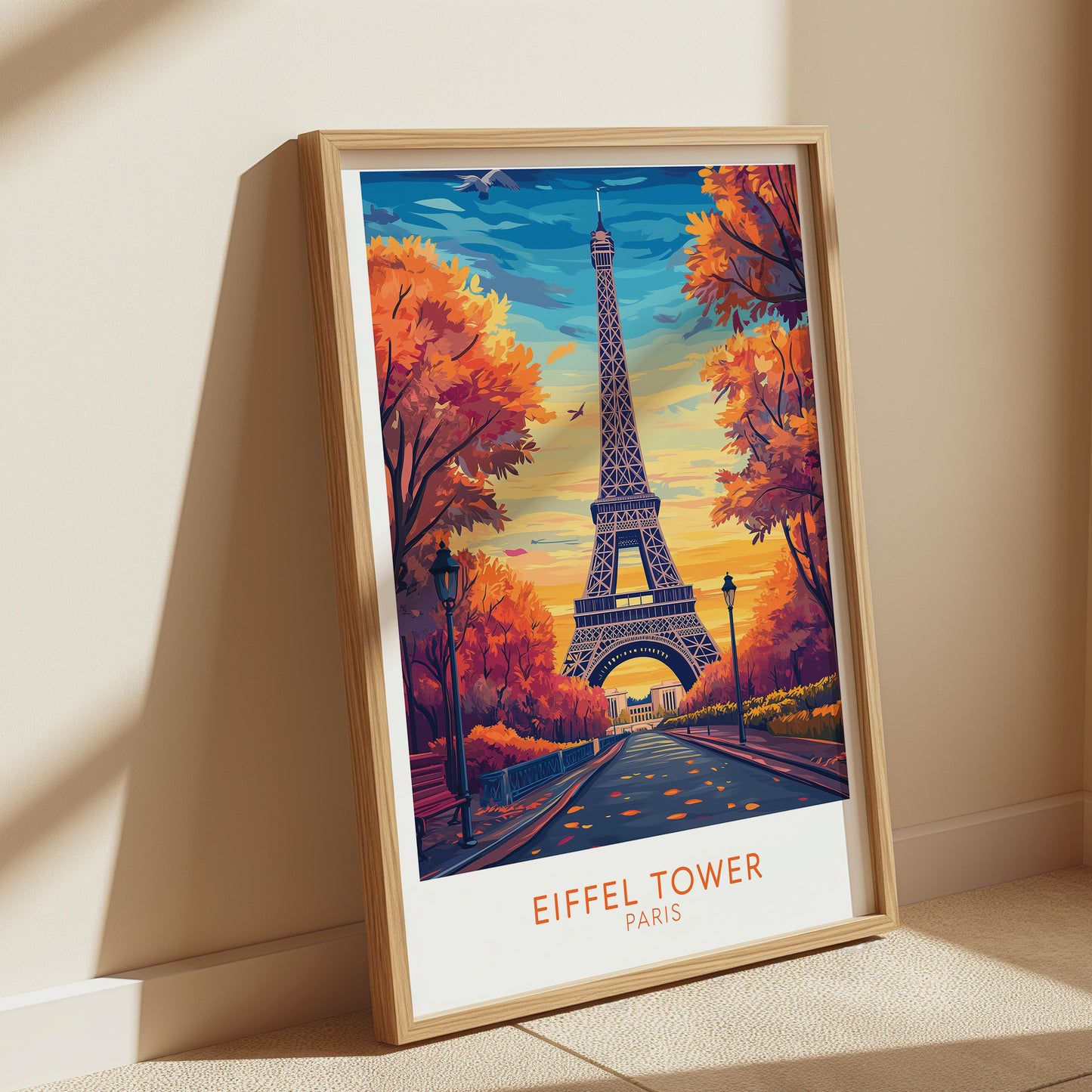Eiffel Tower Paris Poster – Autumn Travel Wall Art Print