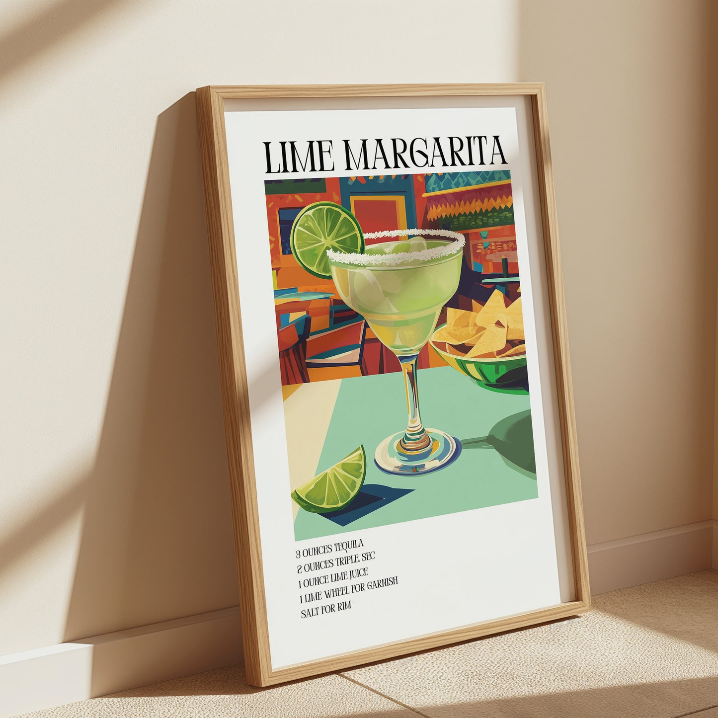 Margarita Cocktail Poster — Trendy Bar Cart Wall Art Print for Cocktail Lovers