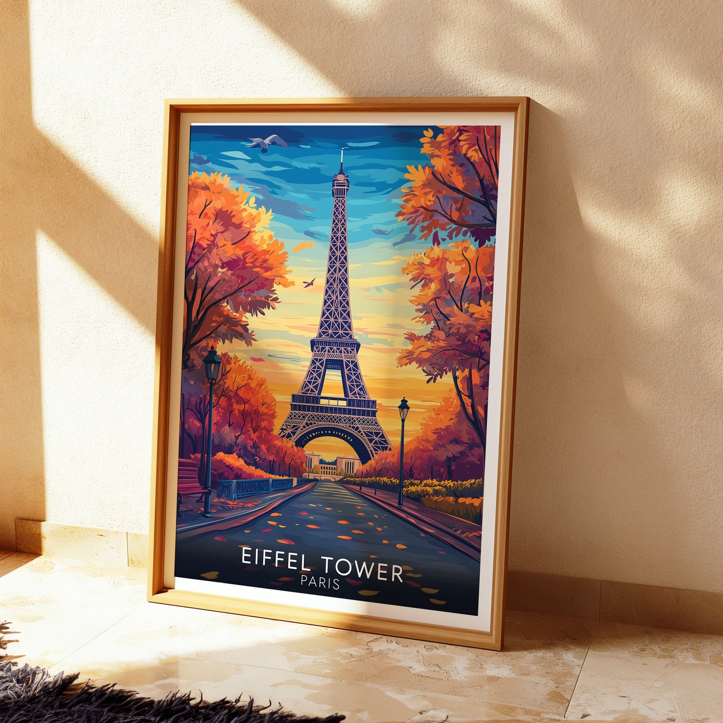 Eiffel Tower Paris Poster – Autumn Travel Wall Art Print