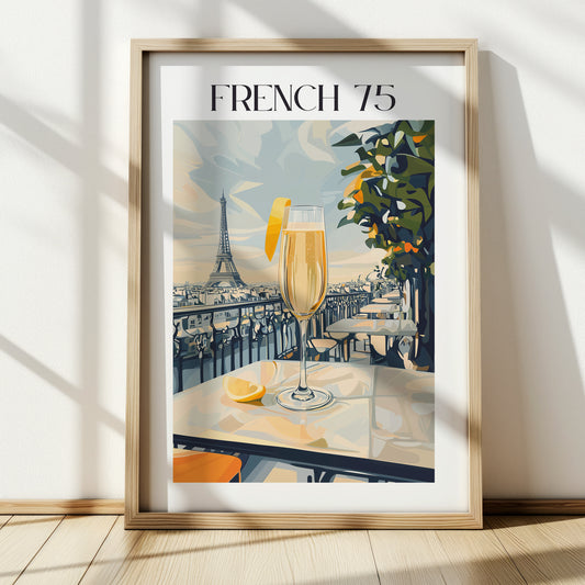 French 75 Cocktail Poster