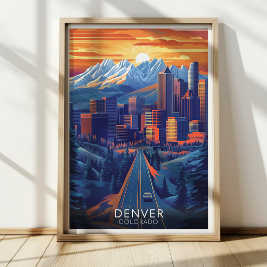 Denver Poster – Colorado Mountain Skyline Wall Art Print