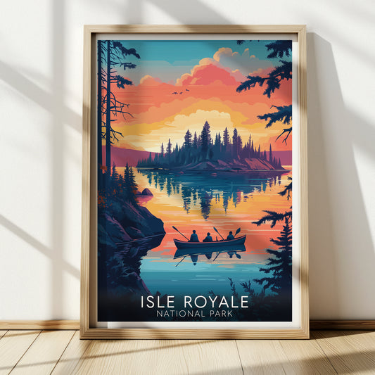 Isle Royale National Park Poster – Retro Michigan Travel Wall Art