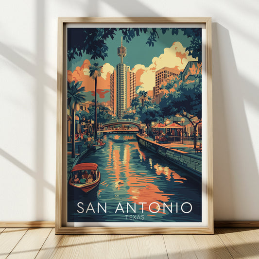 San Antonio Poster — Vintage Texas River Walk Wall Art Print for Travel & City Decor
