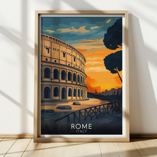 Rome Italy Poster – Colosseum Travel Art Print – Italian Wall Decor