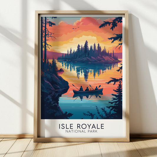 Isle Royale National Park Poster – Retro Michigan Travel Wall Art