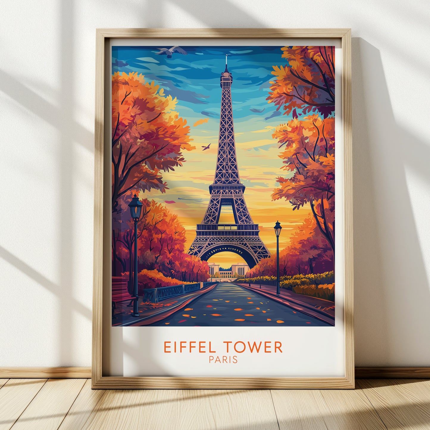 Eiffel Tower Paris Poster – Autumn Travel Wall Art Print
