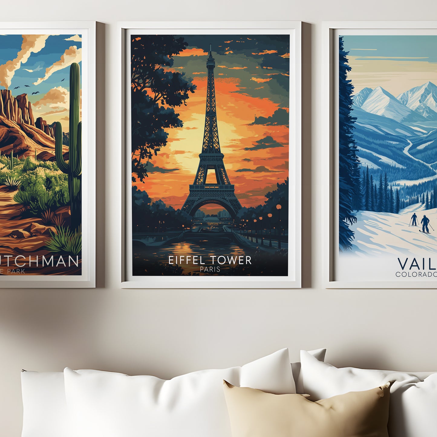 Eiffel Tower Paris Poster – Sunset Silhouette Wall Art Print