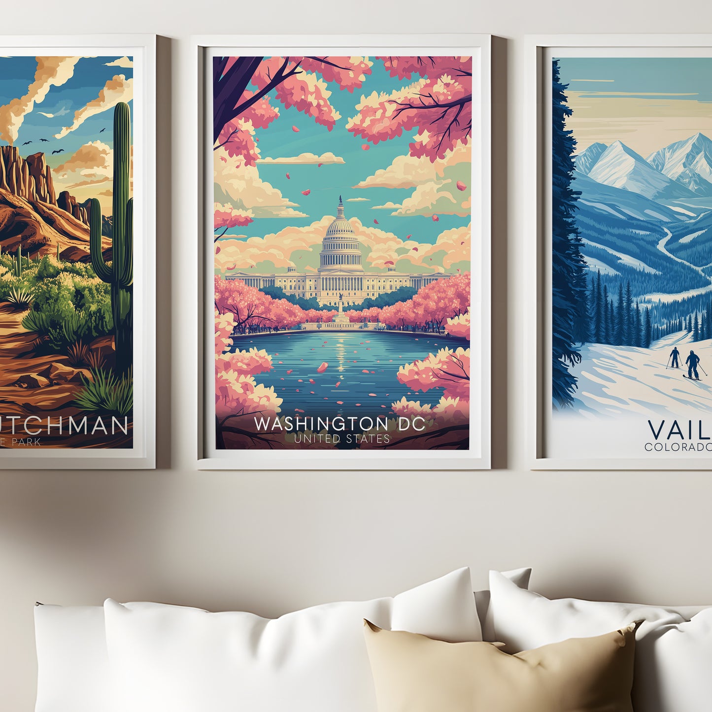 Washington D.C. Capitol Poster — Vintage Cherry Blossom Wall Art Print for Travel & City Lovers