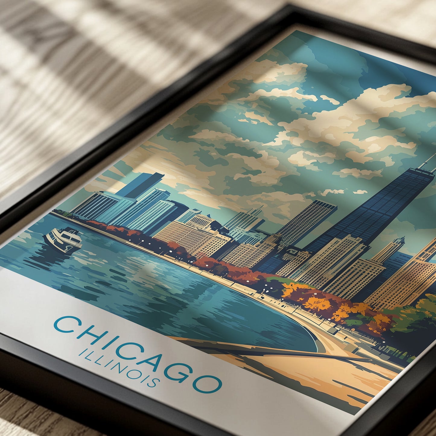 Chicago Cityscape Poster: Vintage Travel Print, Urban Architecture