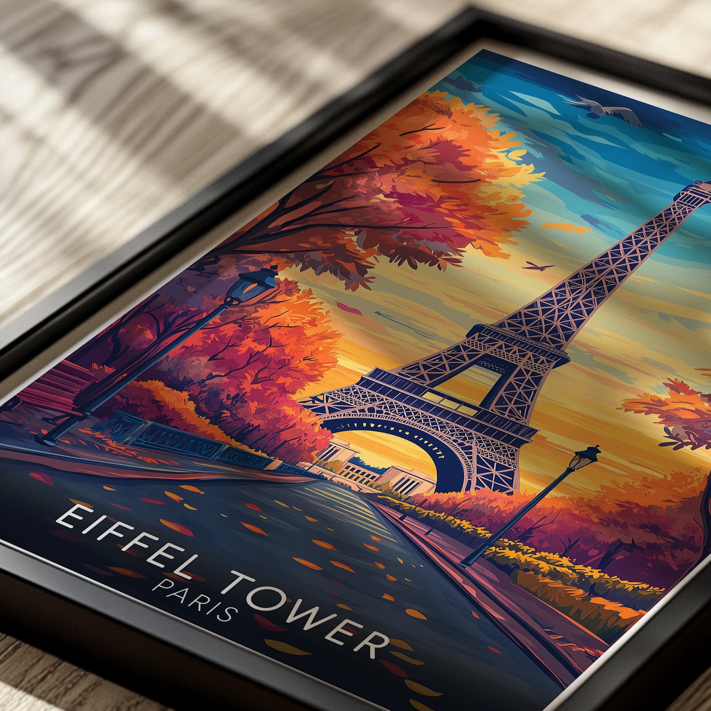 Eiffel Tower Paris Poster – Autumn Travel Wall Art Print