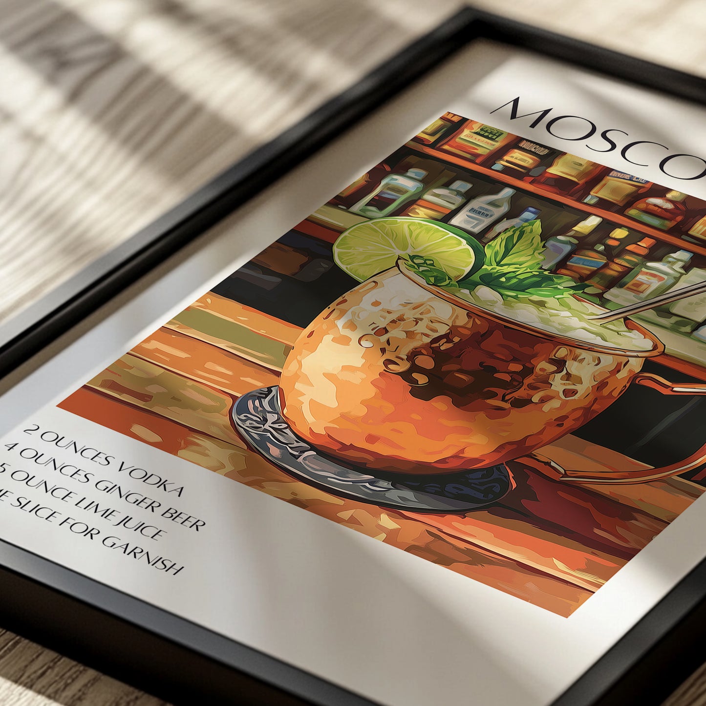 Moscow Mule Cocktail Poster — Retro Mixology Wall Art Print for Home Bar & Kitchen